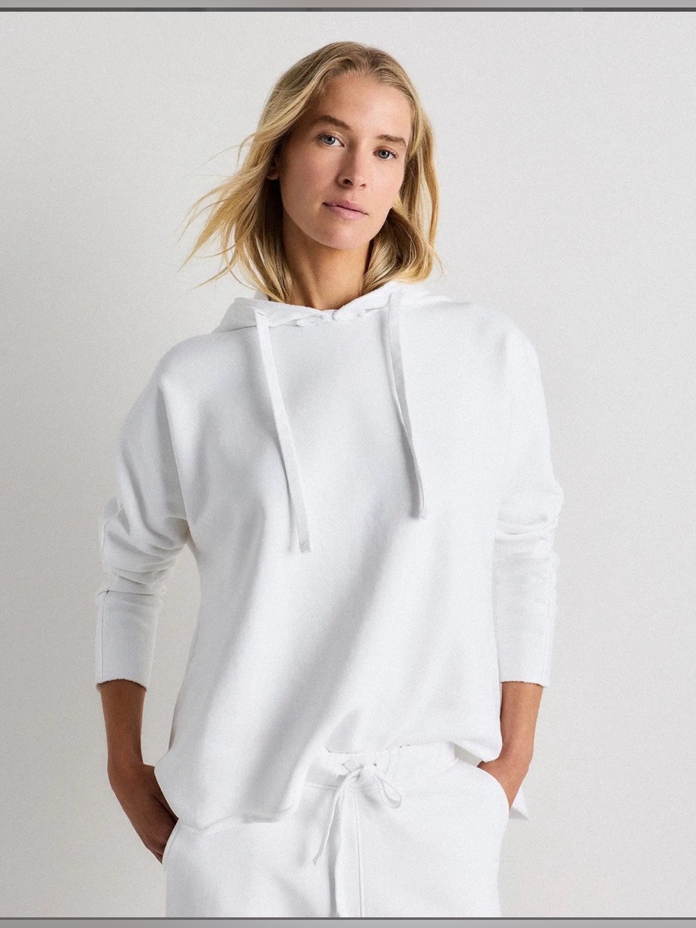Quince Organic Cotton French Terry Hoodie Classic White GUC XL